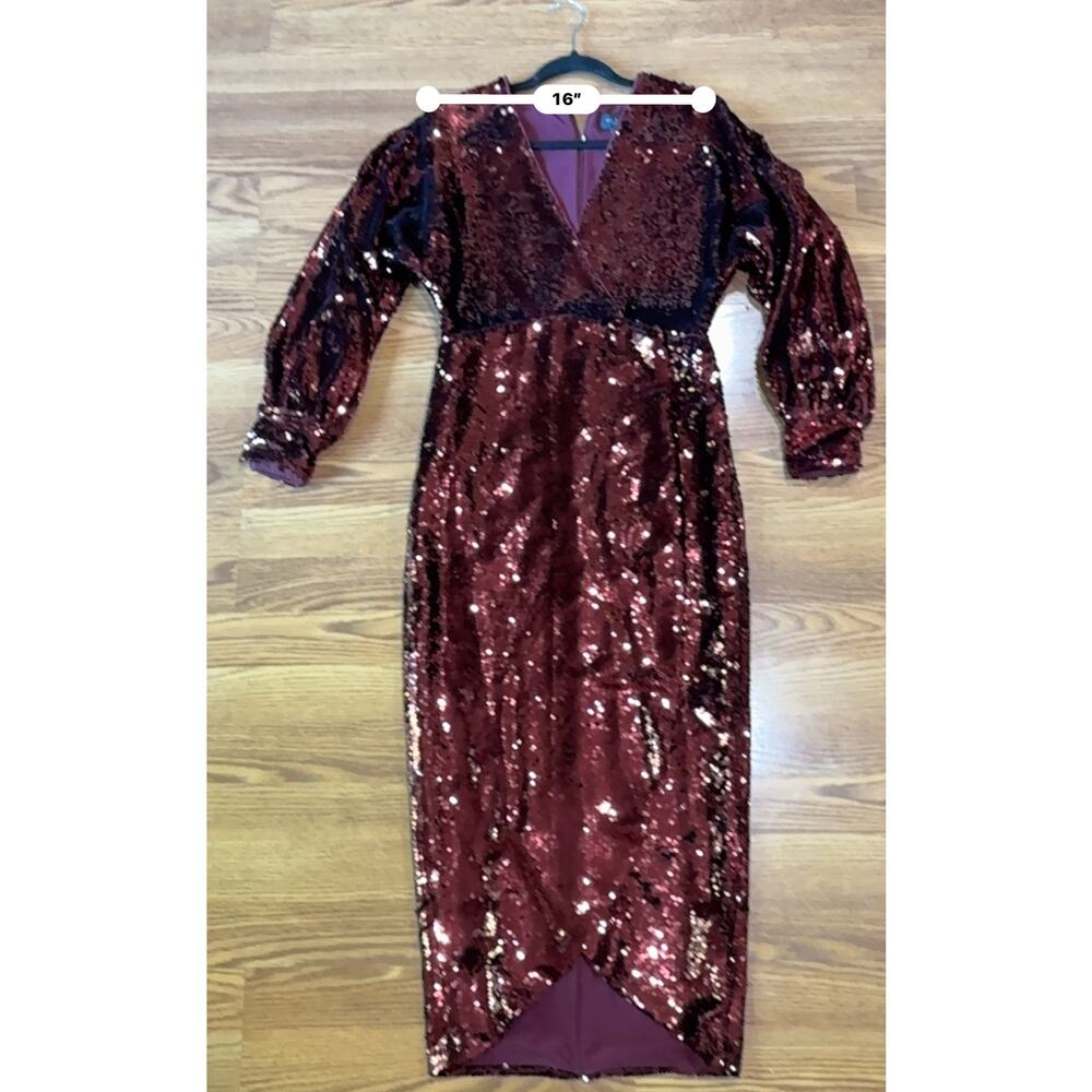 Ted Baker Emmalee Sequin Dress Burgundy Party Glam Chic Size 2 US 6 - Picture 5 of 14